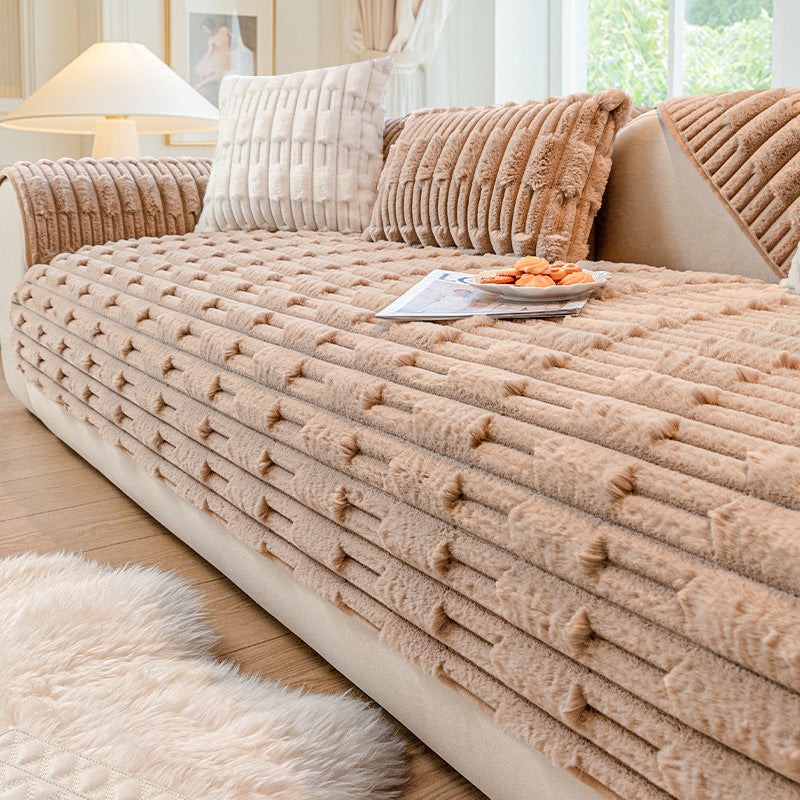 Cald | Super Blød Pluche Antiskrid Sofa Pude Betræk – Komfort og Stil til din Sofa - Khaki - house & garden - {{ product_tags }
