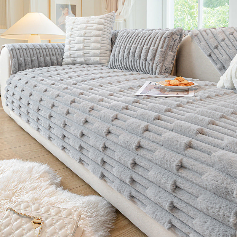 Cald | Super Blød Pluche Antiskrid Sofa Pude Betræk – Komfort og Stil til din Sofa - Lys Grå - house & garden - {{ product_tags }