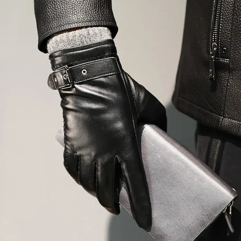 Herre Laederhandsker med Cashmere-For og Touchscreen-Funktion - Sort - Gloves - {{ product_tags }