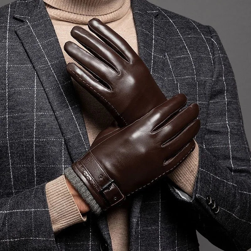Herre Laederhandsker med Cashmere-For og Touchscreen-Funktion - - Gloves - {{ product_tags }