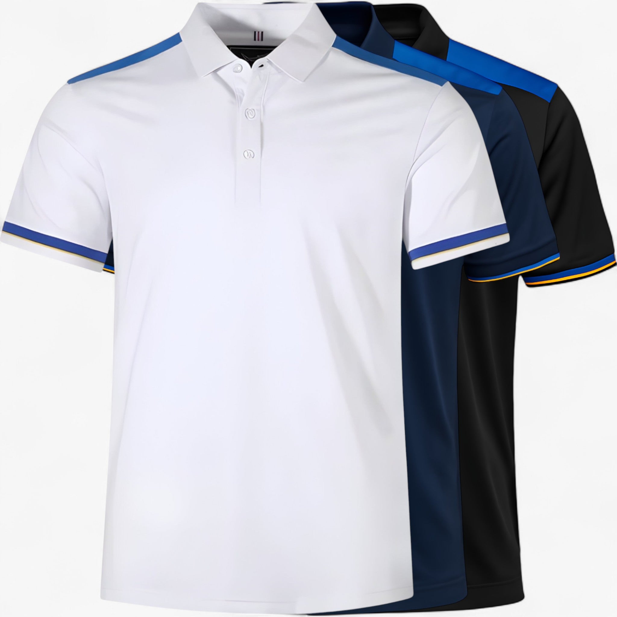 Theo | Mænds afslappede polokjole - Sportslig design med kontrastfarvede skuldre - - Theo | Mænds afslappede polokjole - Sportslig design med kontrastfarvede skuldre - €25 - {{ product_tags }