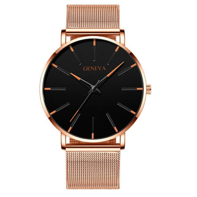 Alberte | Herrer Ur Sort Ultra-Thin Quartz - Stilfuldt Business Armbåndsur med læderrem - - watches - {{ product_tags }