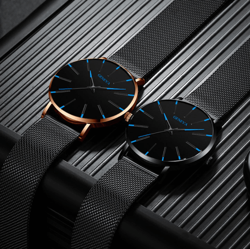 Alberte | Herrer Ur Sort Ultra-Thin Quartz - Stilfuldt Business Armbåndsur med læderrem - - watches - {{ product_tags }