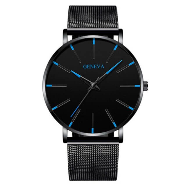 Alberte | Herrer Ur Sort Ultra-Thin Quartz - Stilfuldt Business Armbåndsur med læderrem - - watches - {{ product_tags }