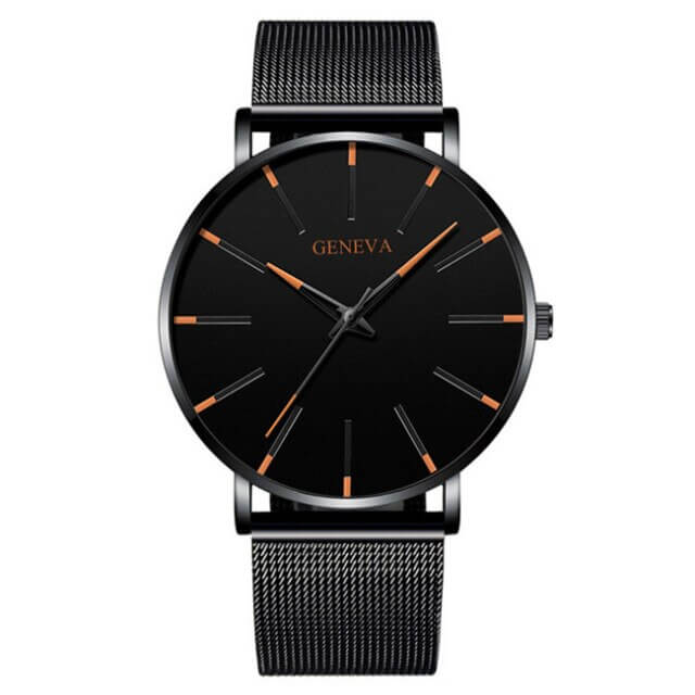 GENEVA | Mand Ultra-Dun Jakkesæt Ur - Sort Orange - watches - {{ product_tags }