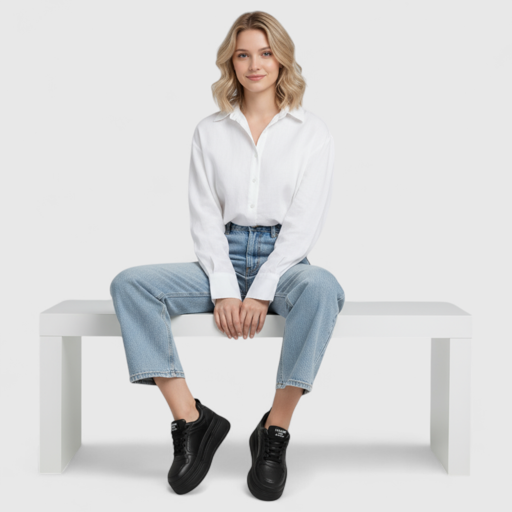 Emily | Hvide Dame Basket Sneakers Flad Fod Slide i Syntetisk Materiale - - Emily | Hvide Dame Basket Sneakers Flad Fod Slide i Syntetisk Materiale - €25 - {{ product_tags }