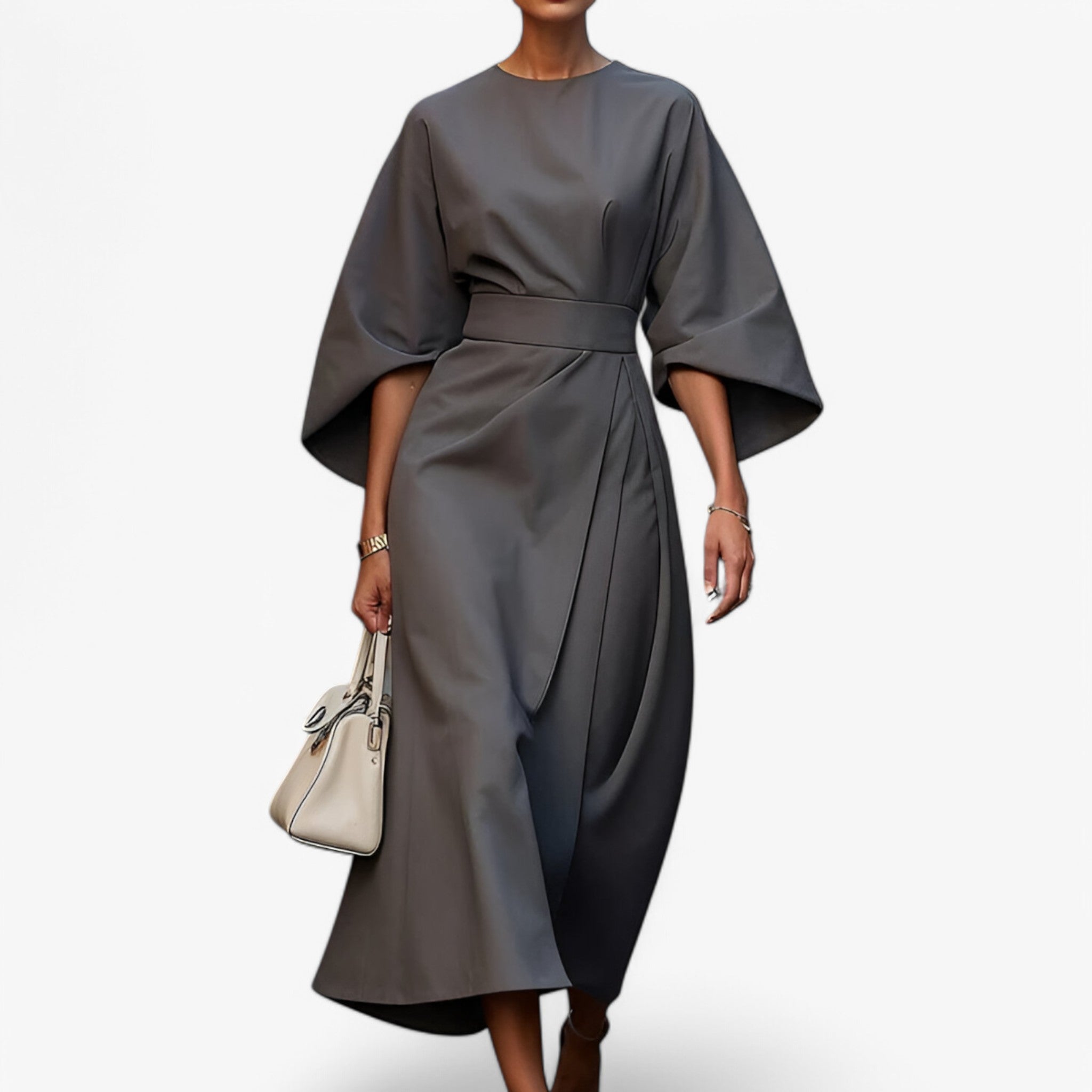 Nova | Asymmetrisk kjole - moderne og yndefuld - Grå - women's fashion - {{ product_tags }