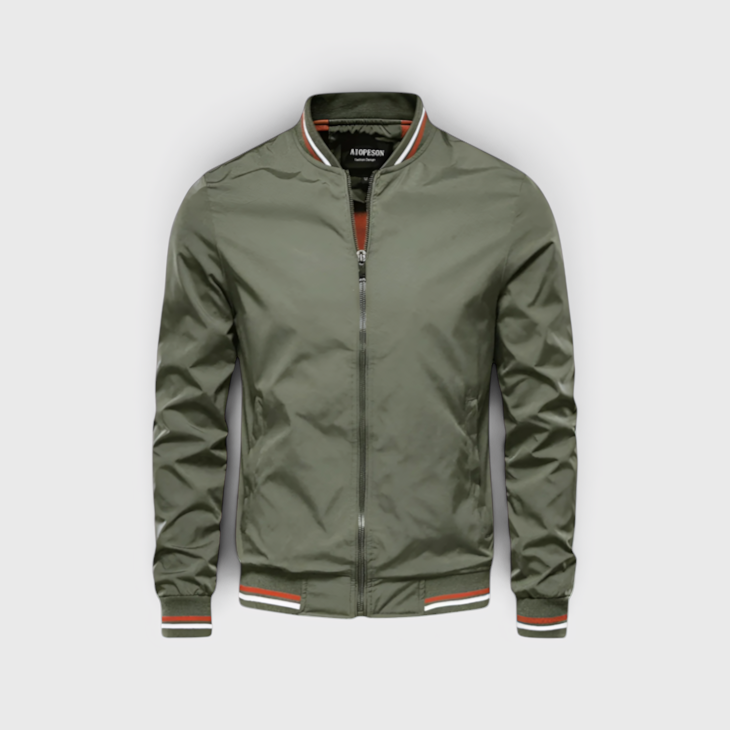 Mænds Bomberjakke - Afslappet, Vandafvisende med Høj Krave - Grøn - AS - Mens - Bomber Jacket - {{ product_tags }