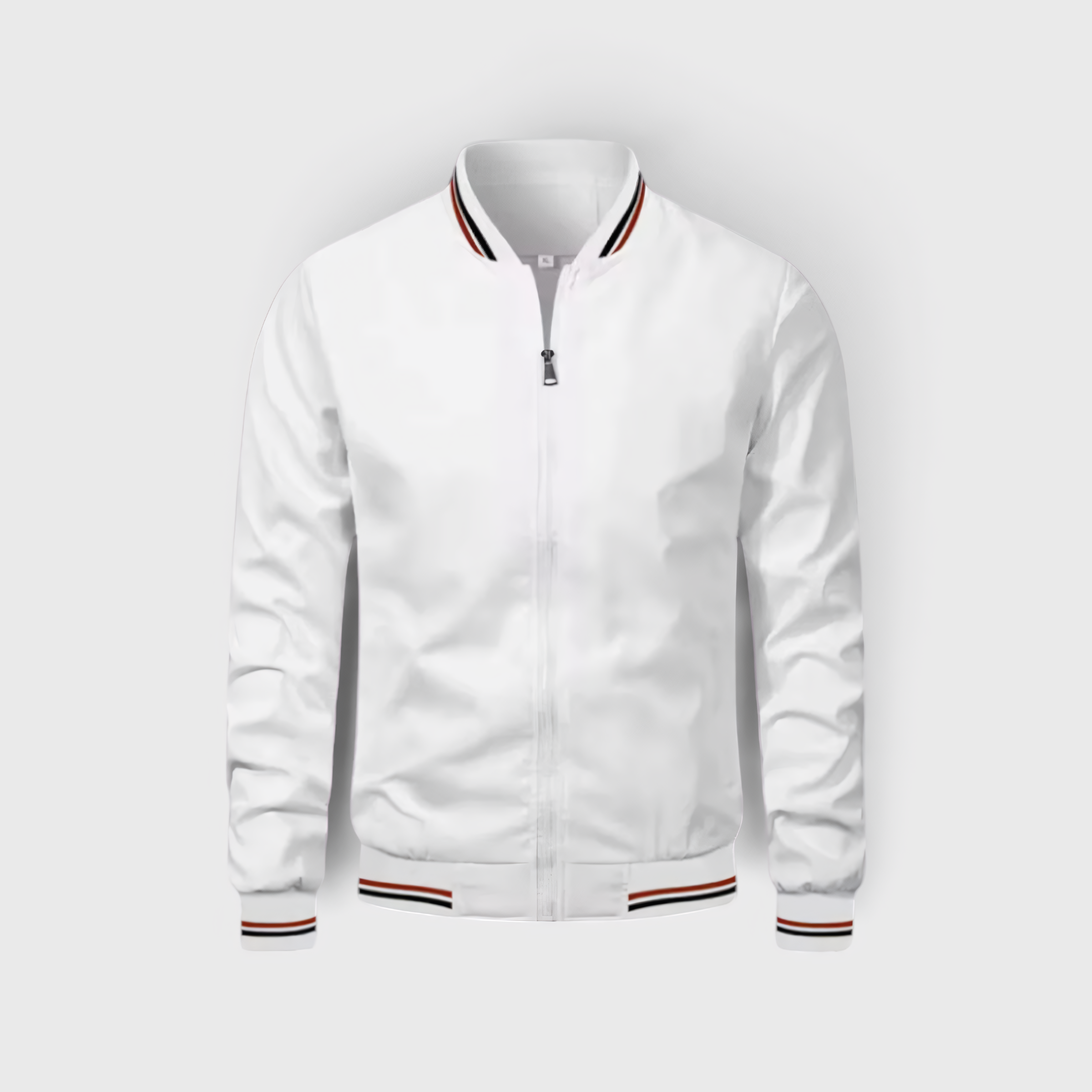 Mænds Bomberjakke - Afslappet, Vandafvisende med Høj Krave - Hvid - AS - Mens - Bomber Jacket - {{ product_tags }