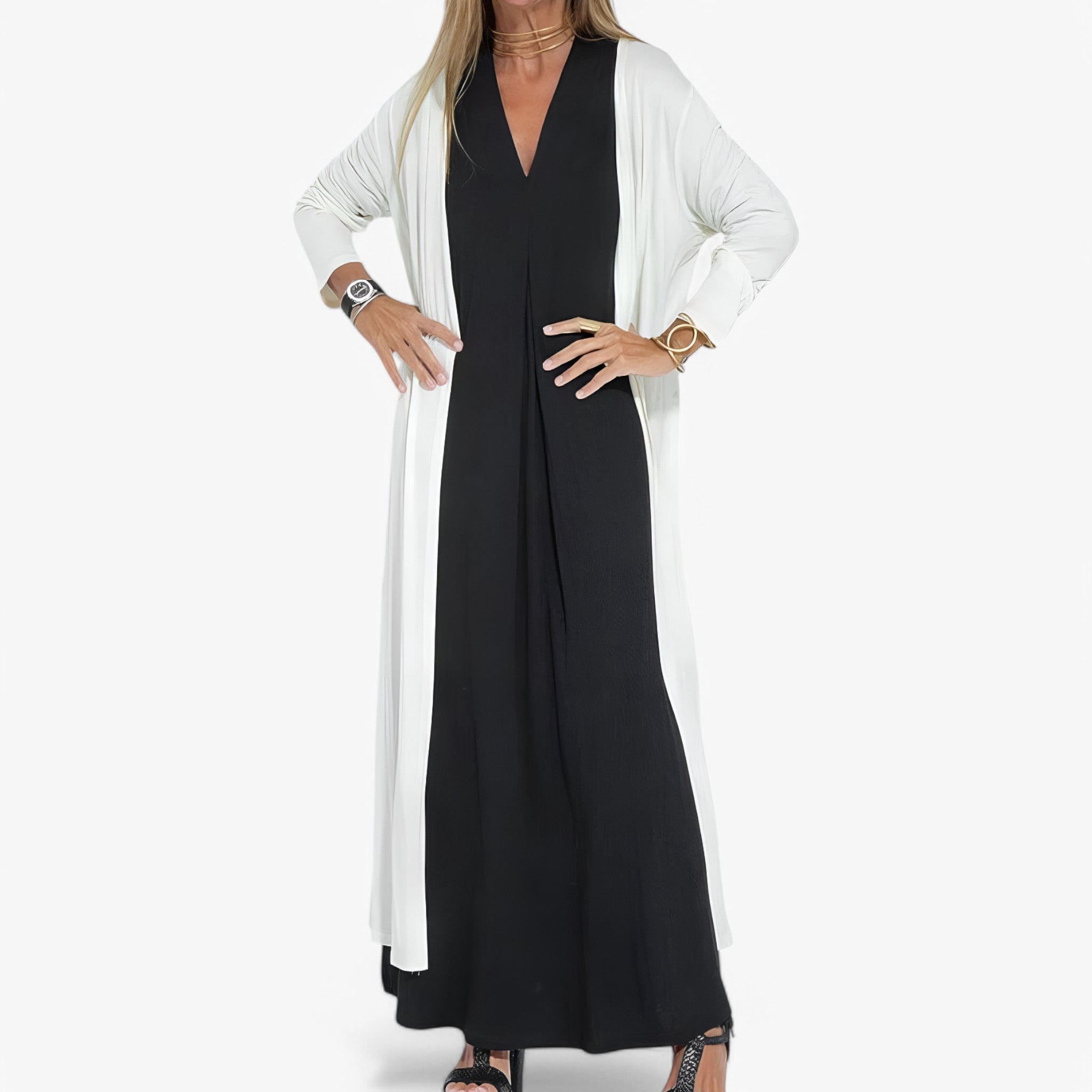 Helen | Lang kjole med gratis cardigan - Chic og komfortabel - - women's fashion - {{ product_tags }