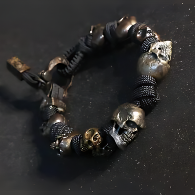 URGO™ | Sølvskalle Armband i Premium Paracord fra hæren - - watches - {{ product_tags }