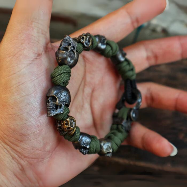 URGO™ | Sølvskalle Armband i Premium Paracord fra hæren - - watches - {{ product_tags }