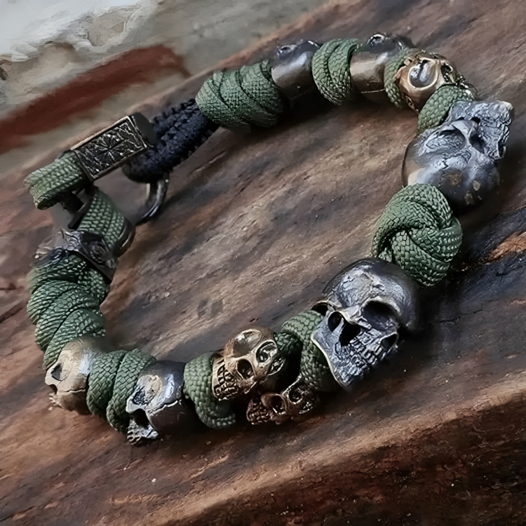 URGO™ | Sølvskalle Armband i Premium Paracord fra hæren - - watches - {{ product_tags }