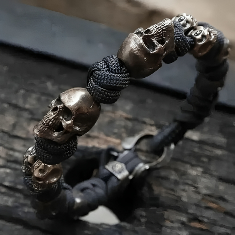 URGO™ | Sølvskalle Armband i Premium Paracord fra hæren - - watches - {{ product_tags }