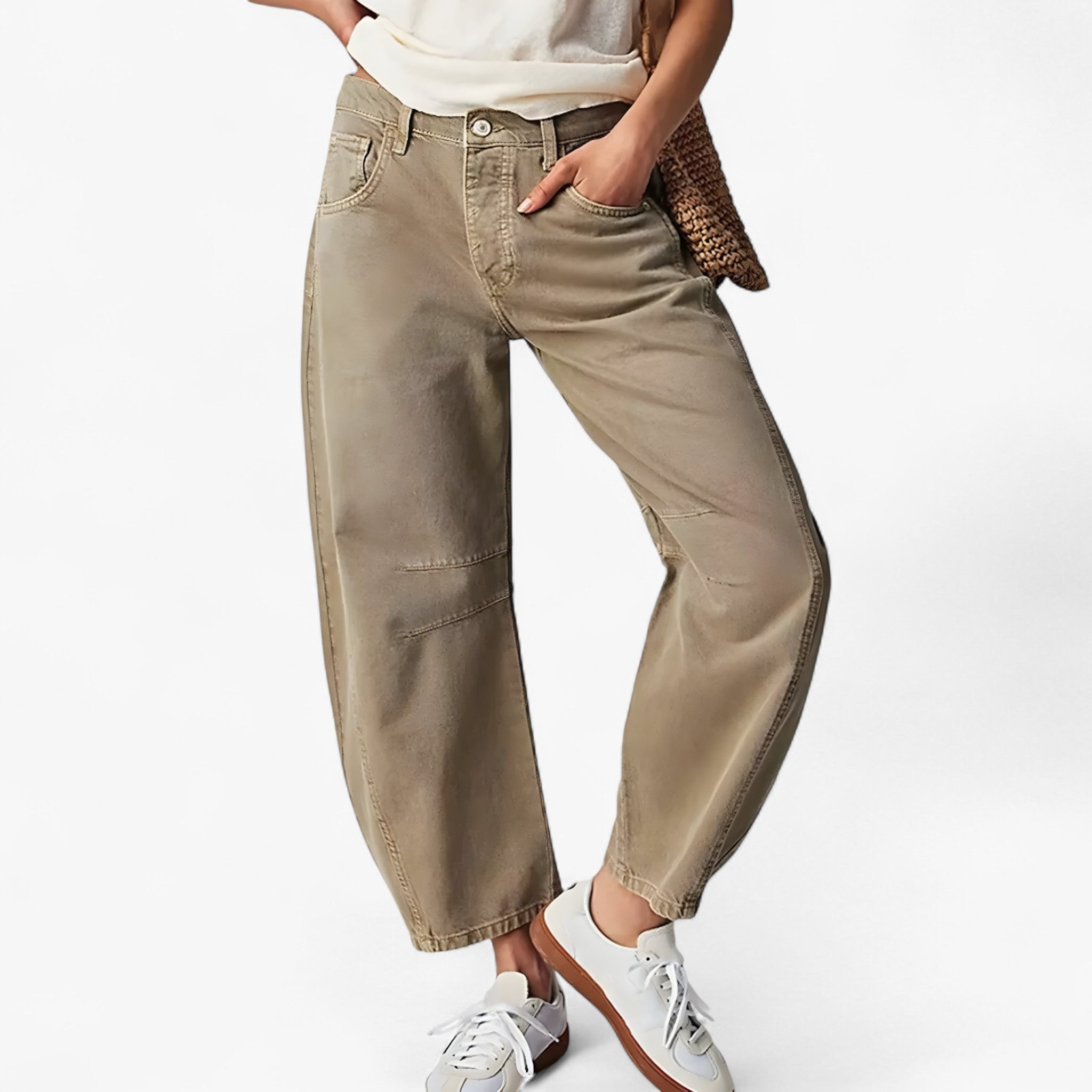 Salve | Jeans med Vidde Ben - Kaki (udsolgt) - women's fashion - {{ product_tags }