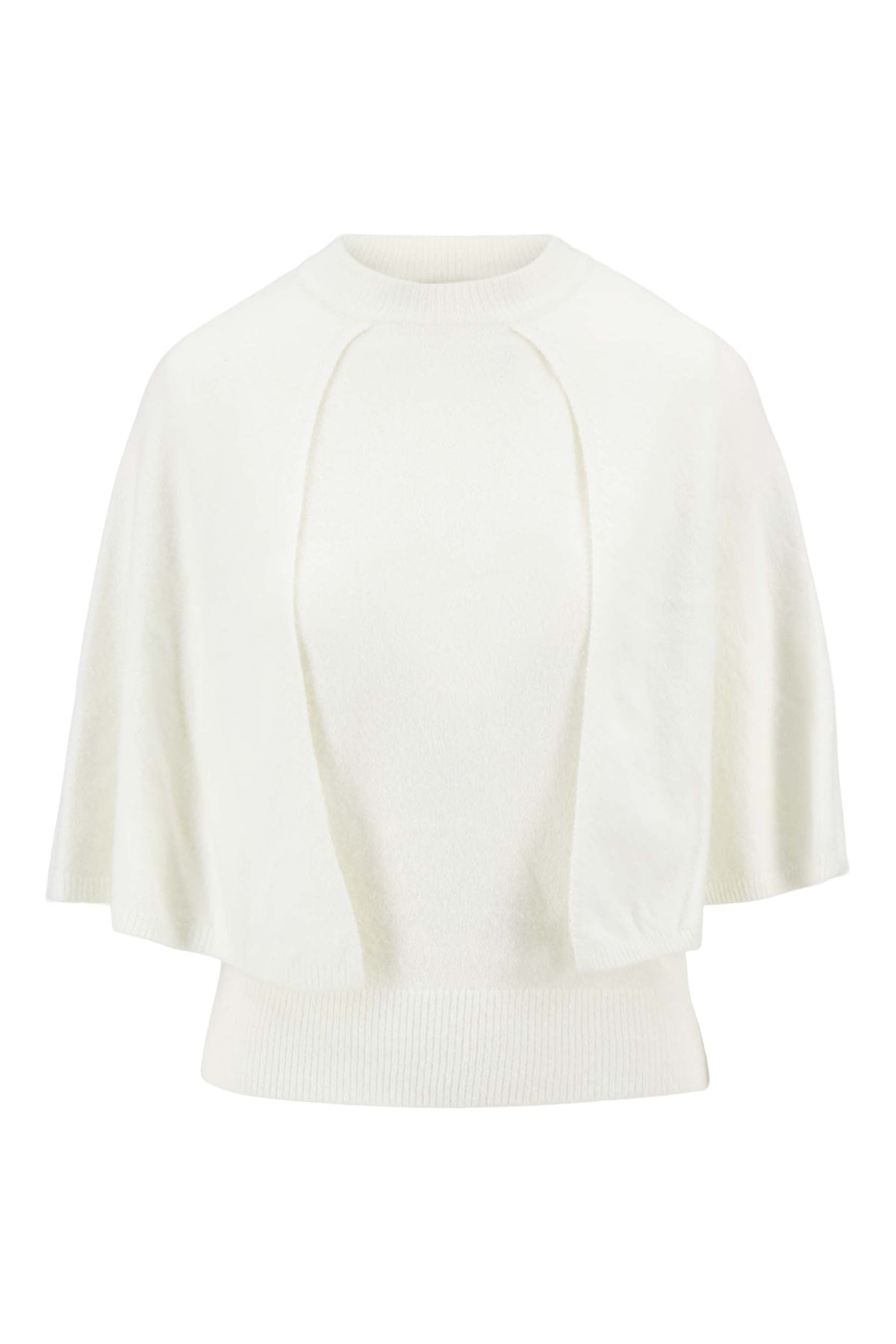 Strikket Sweater med Cape - Knasende Hvid - Sweater - {{ product_tags }