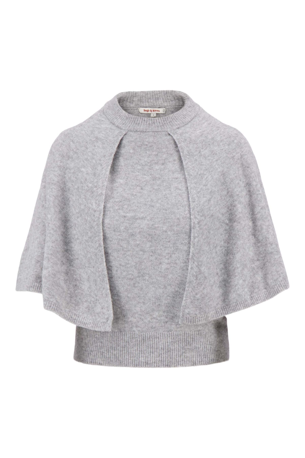 Strikket Sweater med Cape - Lysegraa Melange - Sweater - {{ product_tags }