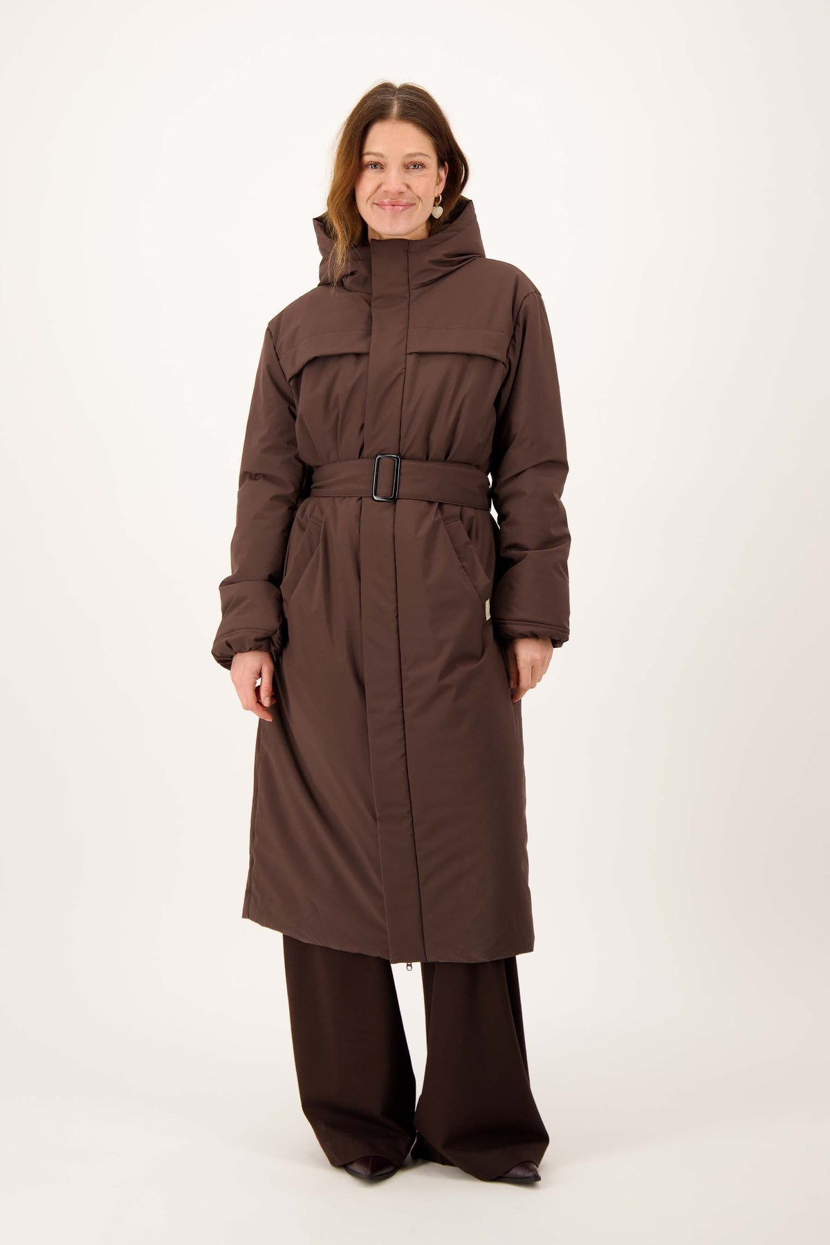 Lang Vatteret Frakke med Baelte - - Coat - {{ product_tags }