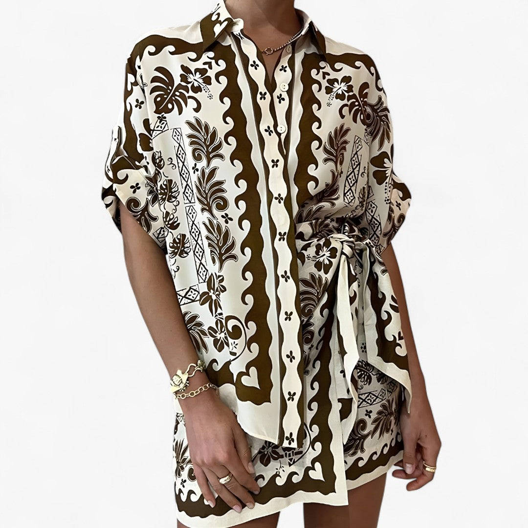 Luna | Boho-inspireret skjortekjole med naturlig elegance - Brun - women's fashion - {{ product_tags }