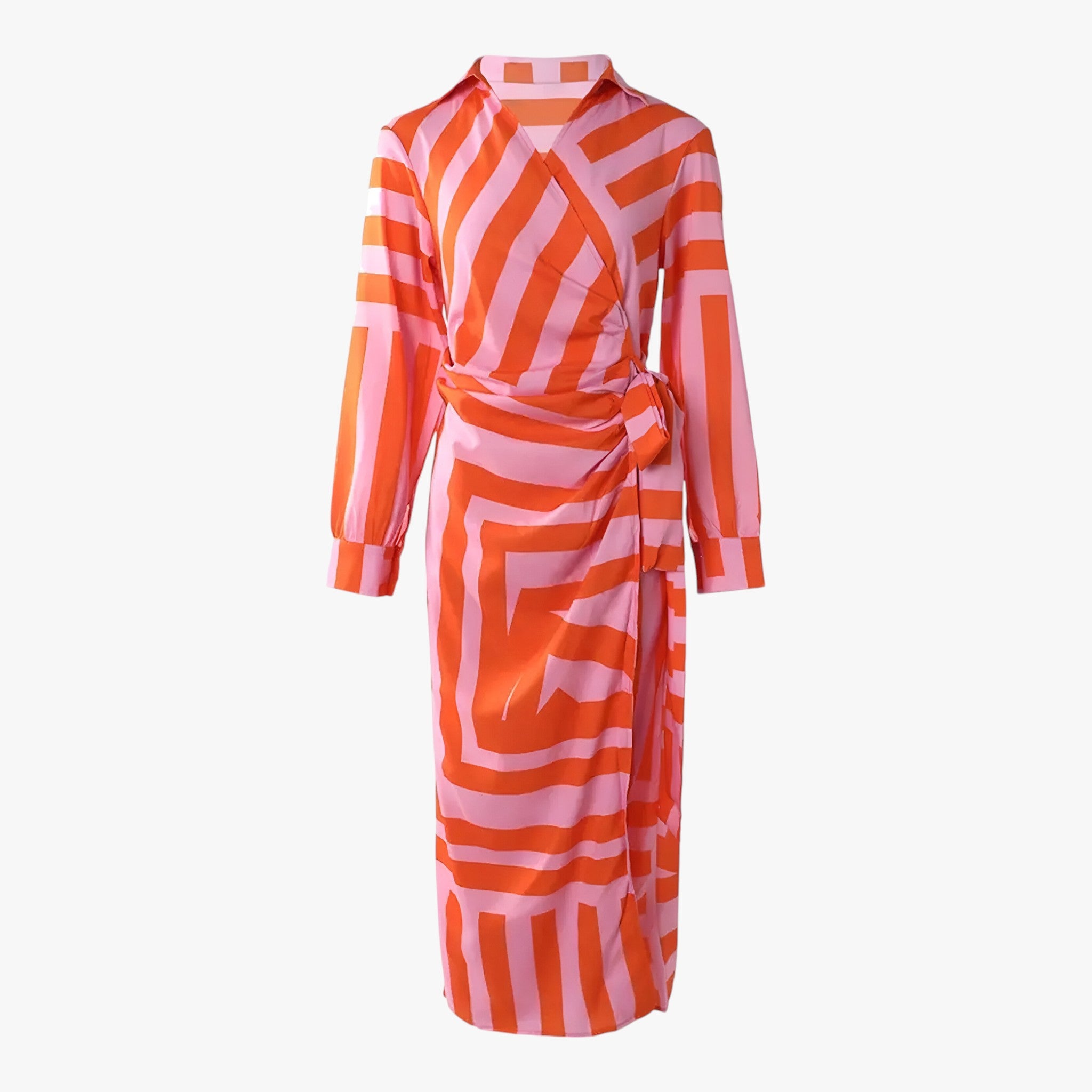 Elena | Printet maxikjole - sofistikeret og feminin - Orange Rosa - women's fashion - {{ product_tags }