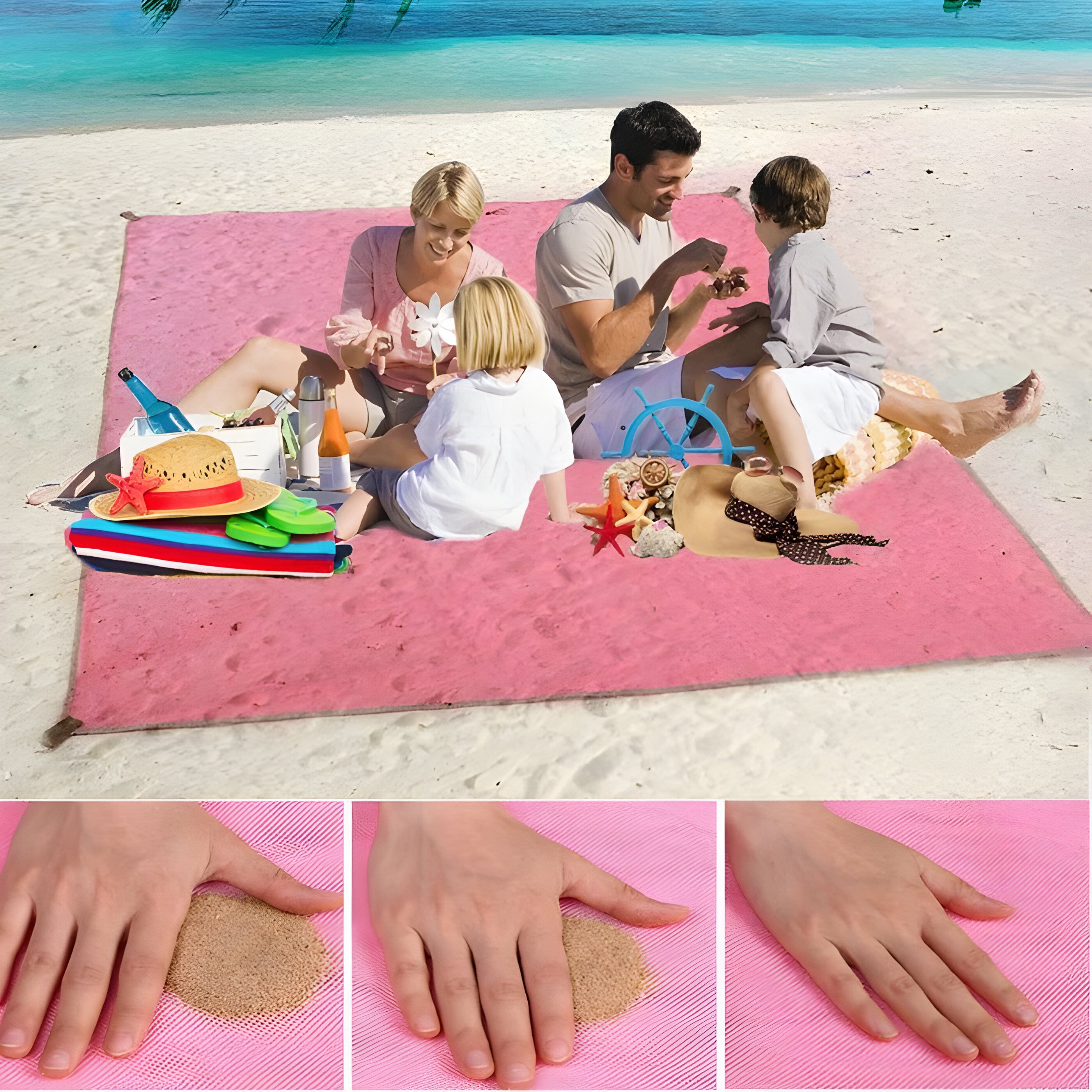 BeaMat - Sandfri strandmåtte - Lyserød 200x200CM - BeaMat - Sandfri strandmåtte - €25 - {{ product_tags }