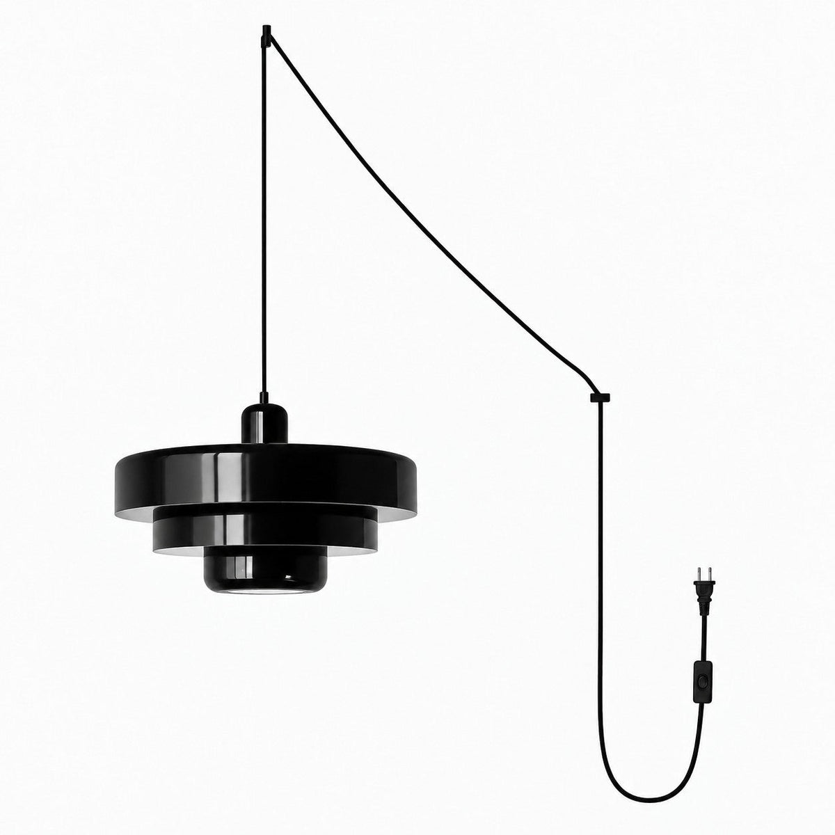 Retro Bauhaus Stikkontakt Pendellampe - Multi Farve - Sort - Home Decor - {{ product_tags }