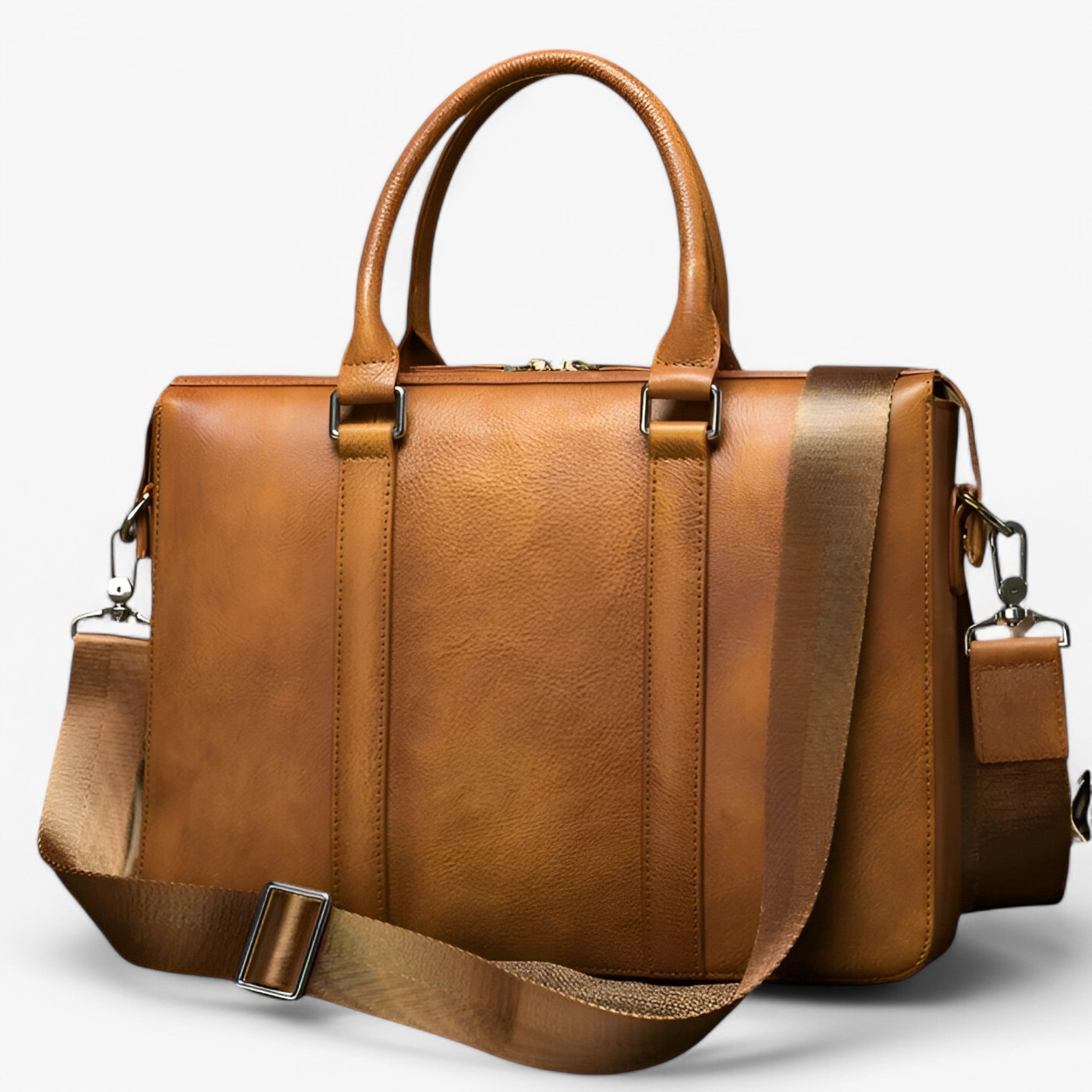 Alessio | Laptoptaske i læder med skulderrem - Marron - bags - {{ product_tags }