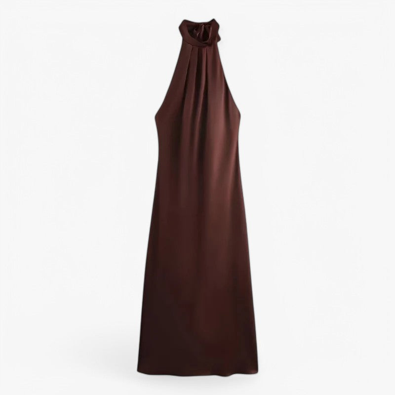 Venus | Halterneck-kjole - Moderne og raffineret - Brun - women's fashion - {{ product_tags }