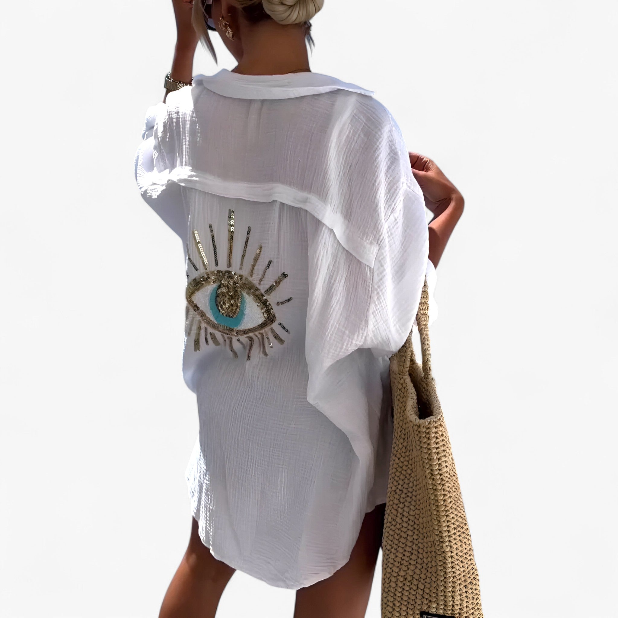 Freja | Paillet Strandbluse – Chic og trendy - Hvid - women's fashion - {{ product_tags }