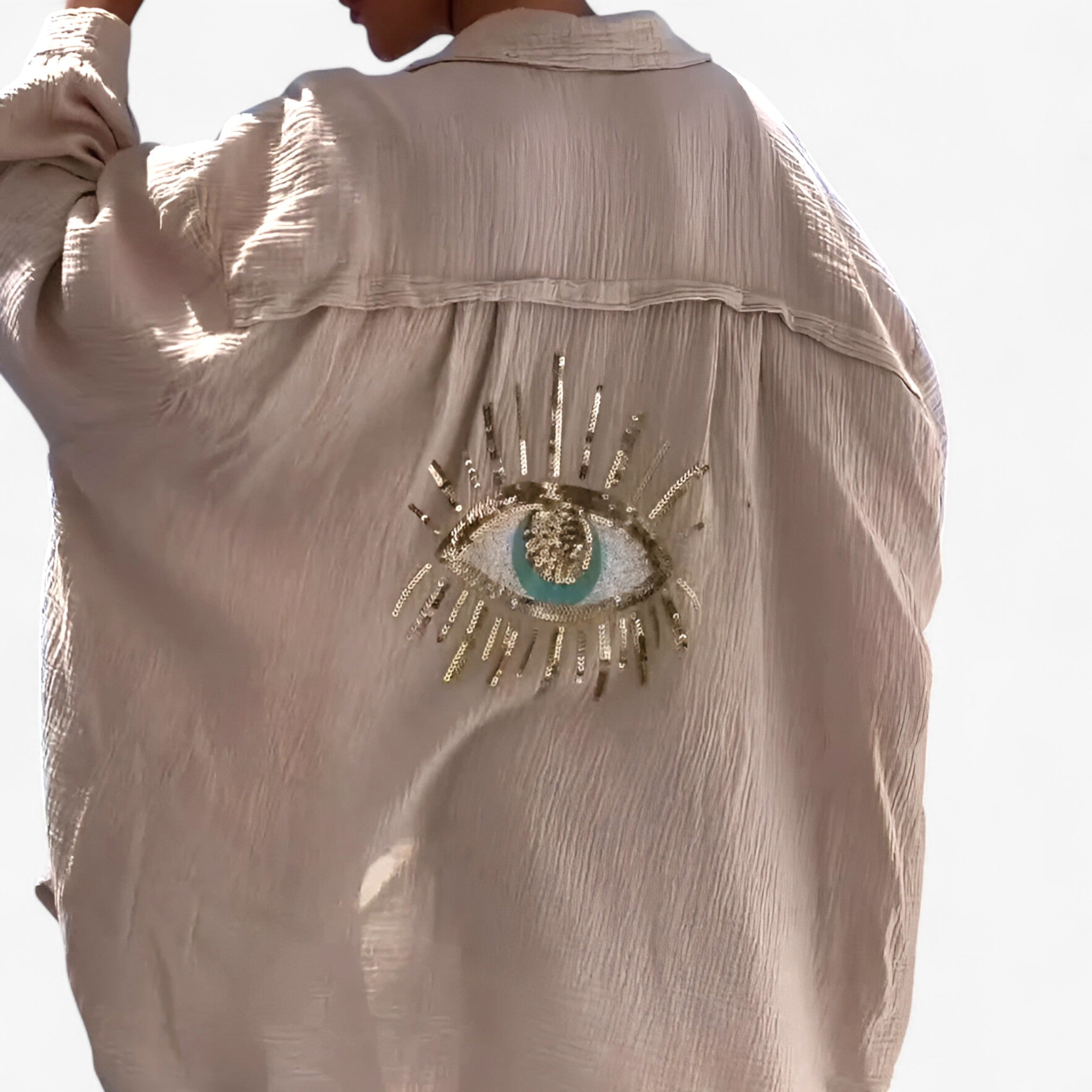Freja | Paillet Strandbluse – Chic og trendy - Beige - women's fashion - {{ product_tags }