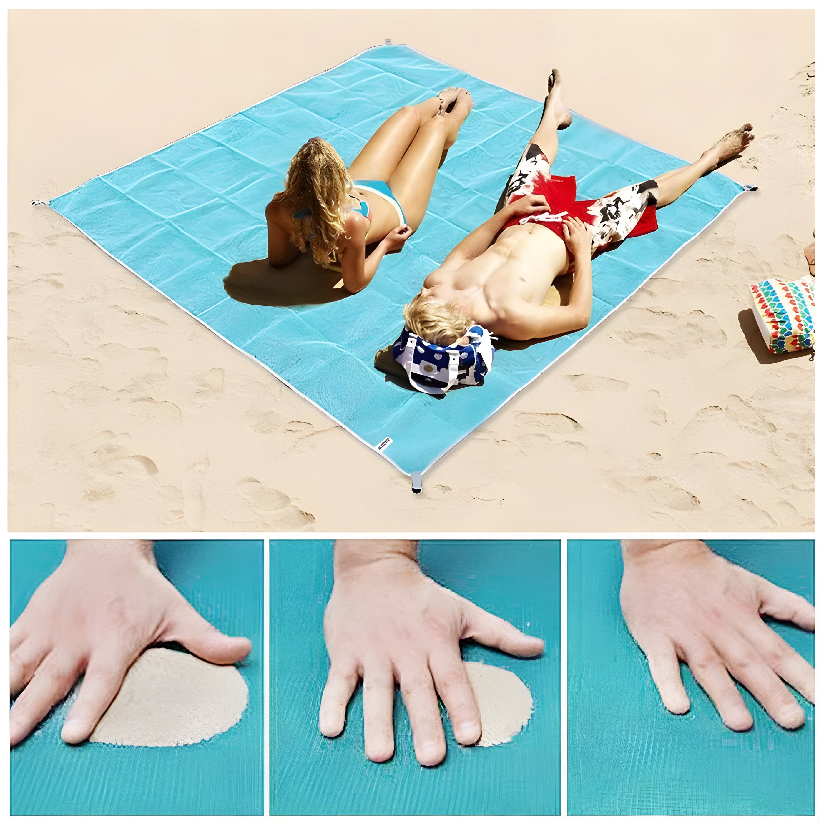 BeaMat - Sandfri strandmåtte - Blå 200x200CM - BeaMat - Sandfri strandmåtte - €25 - {{ product_tags }