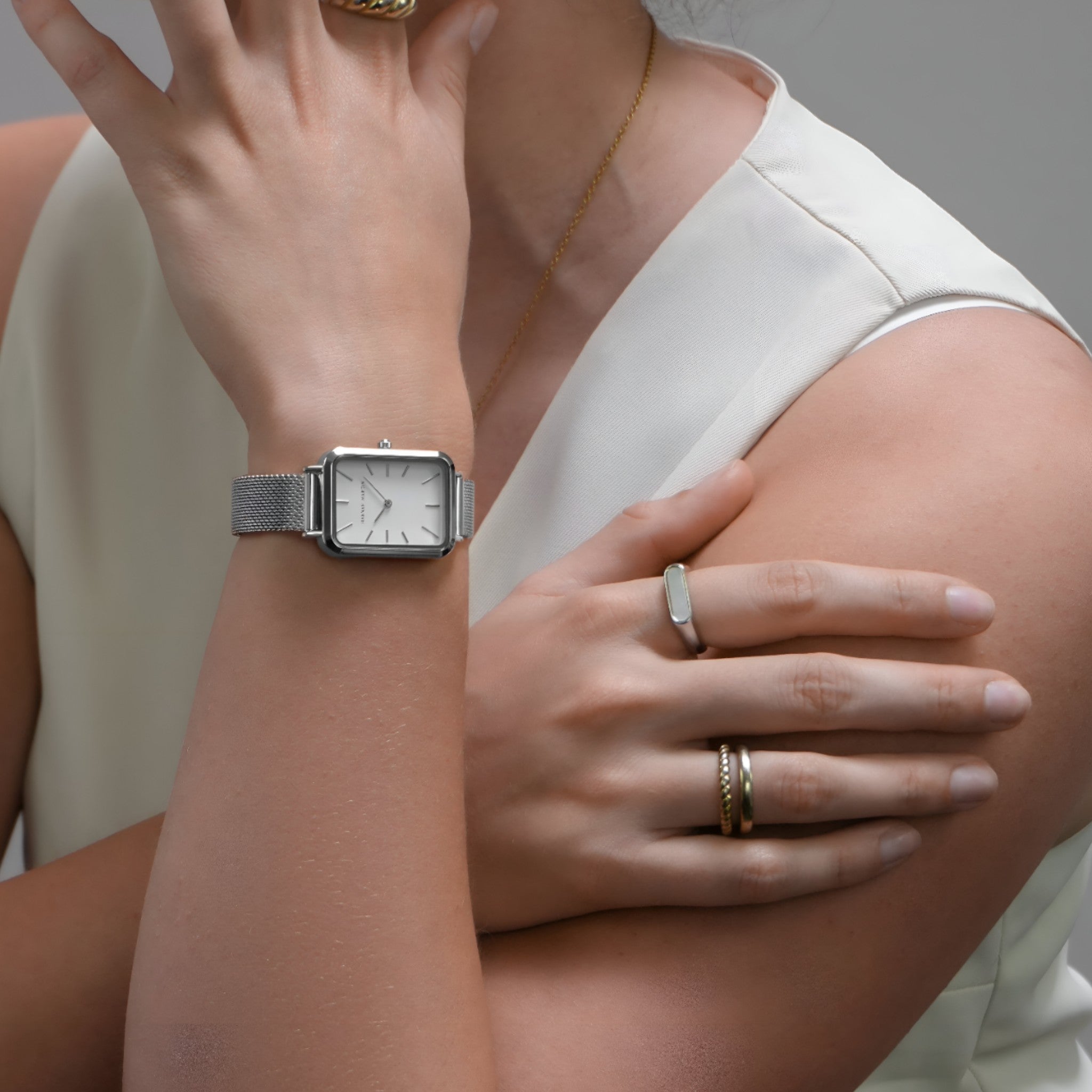 Beatrice | Rektangulært sølvur - holdbart og elegant - - watches - {{ product_tags }