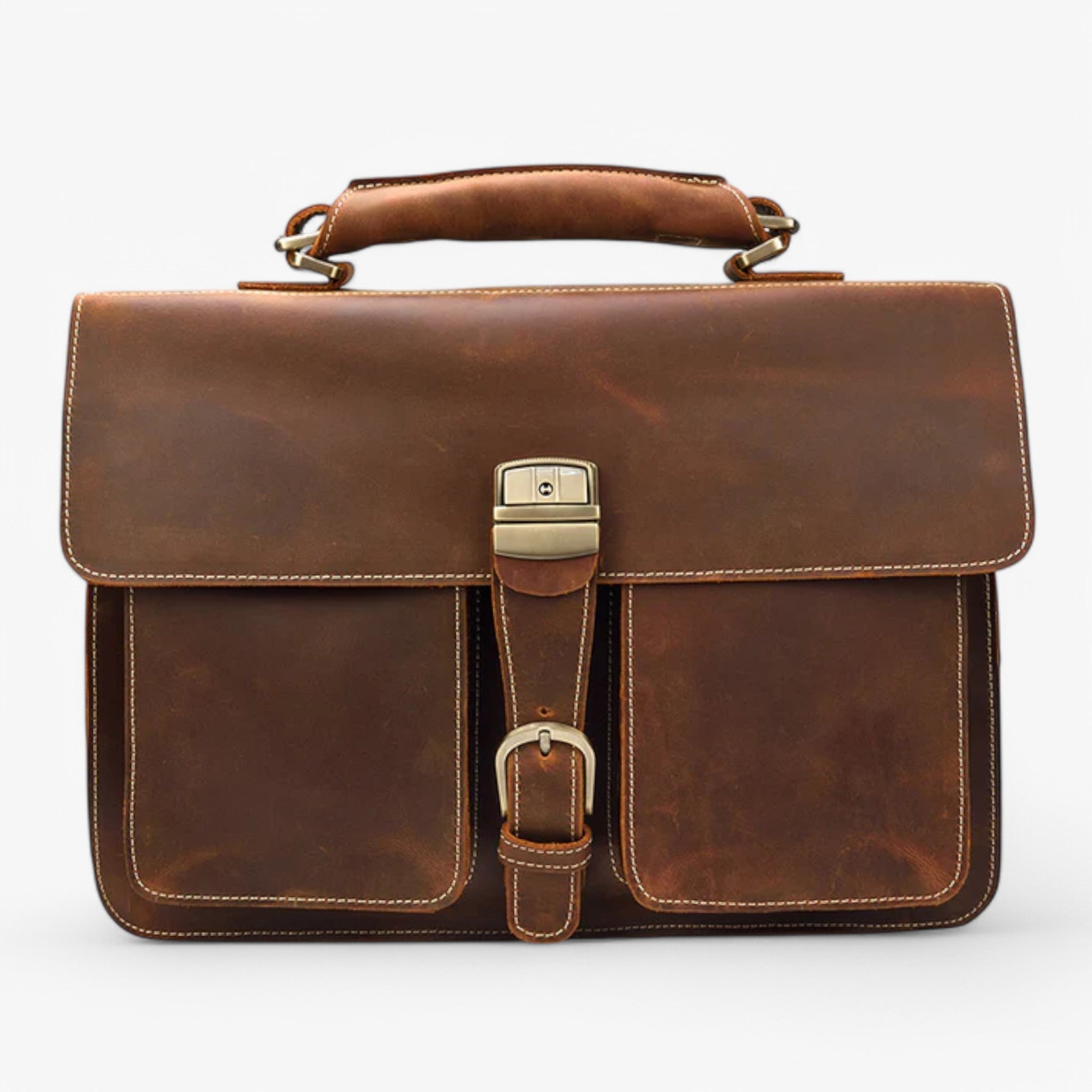 Luke | Lædertaske med skulderrem - Mørkebrun - bags - {{ product_tags }