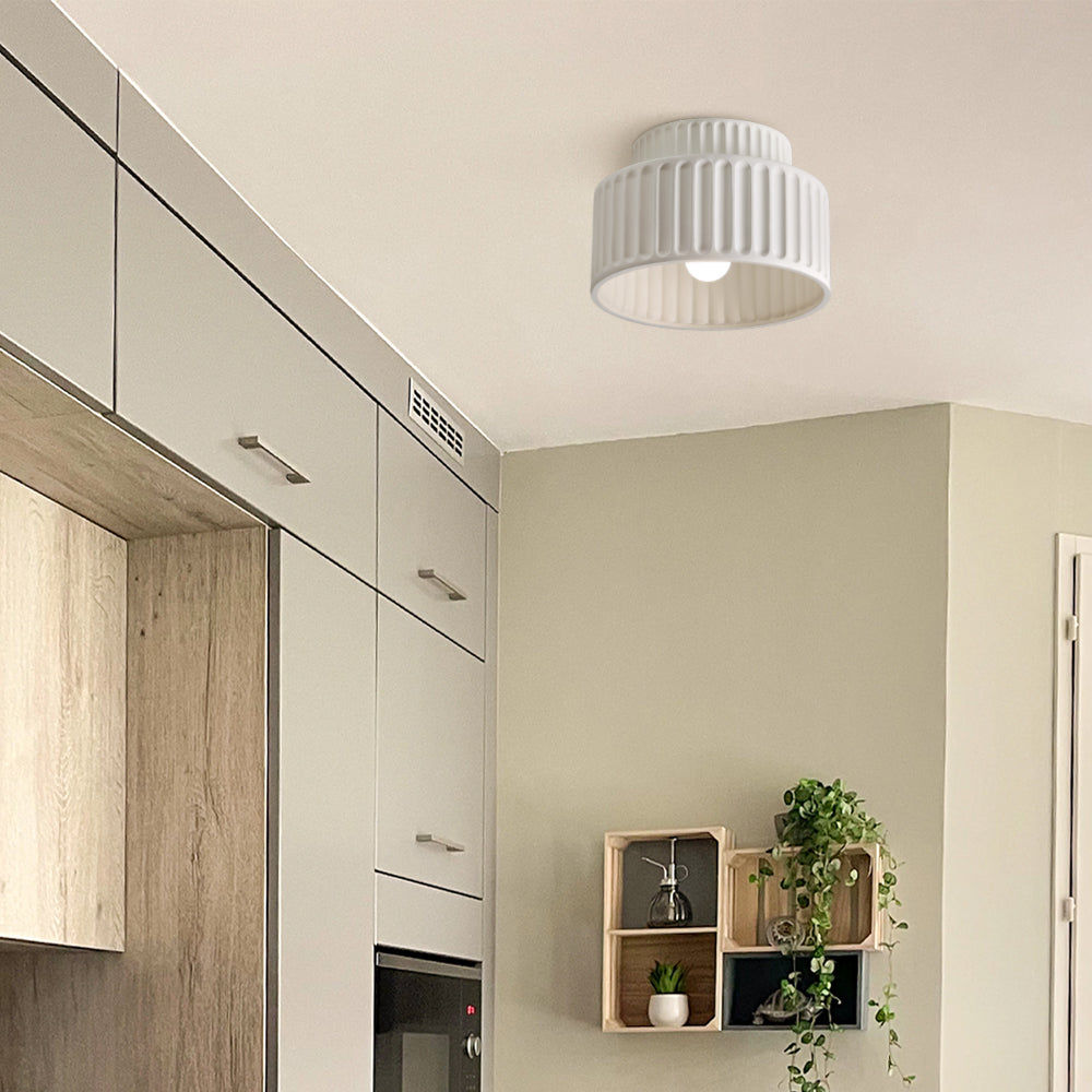 Rillet Loftlampe - Tostrenget Trommel-Design - - Deckenleuchte - {{ product_tags }