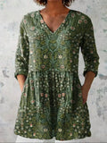 Sophia | Vintage Blomstret V-hals Skjorte