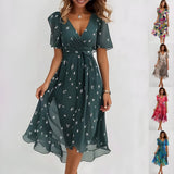 Emilia | Elegant midi dress with neutral floral print
