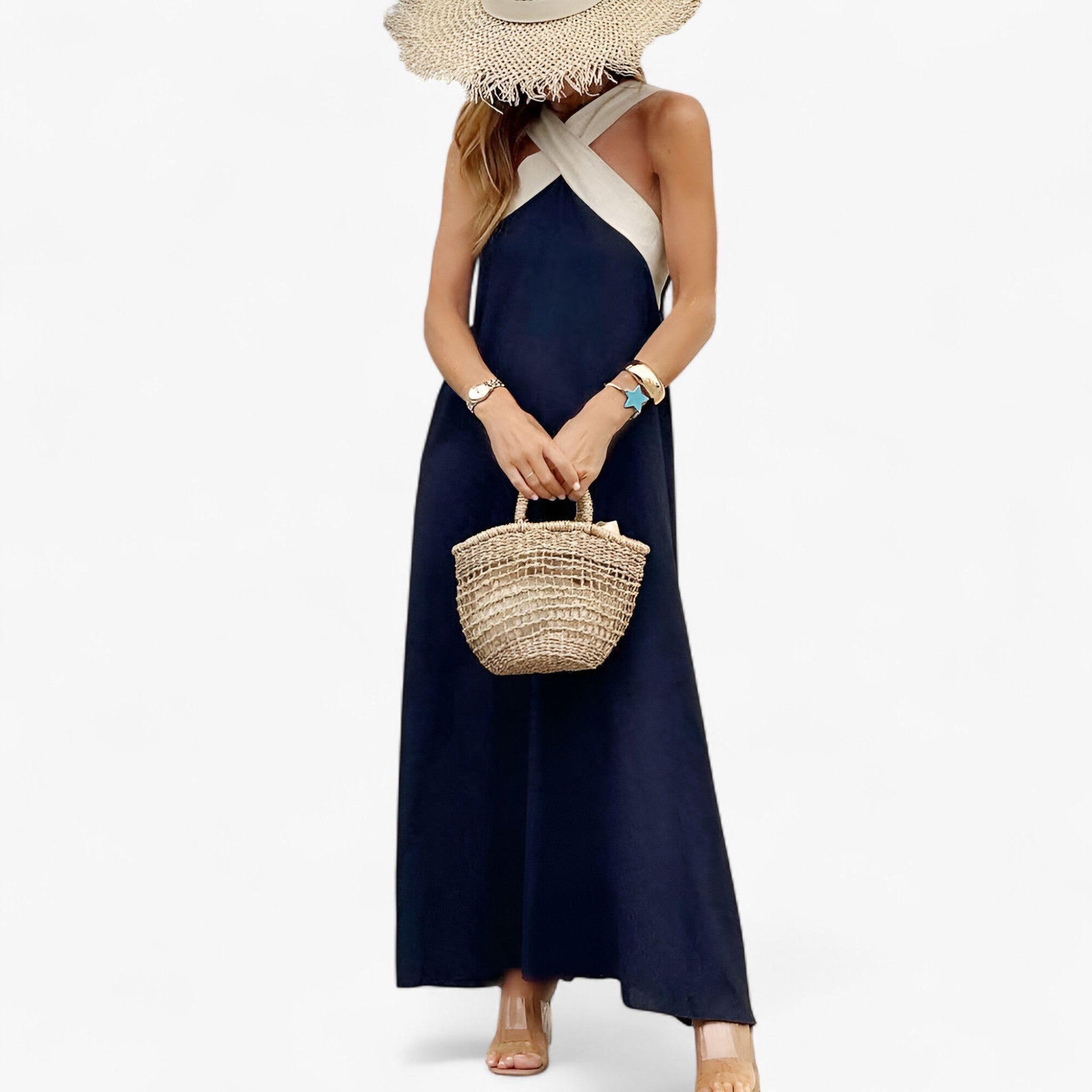 Klara | Halterkjole – Elegant og tidløs - Blå - women's fashion - {{ product_tags }