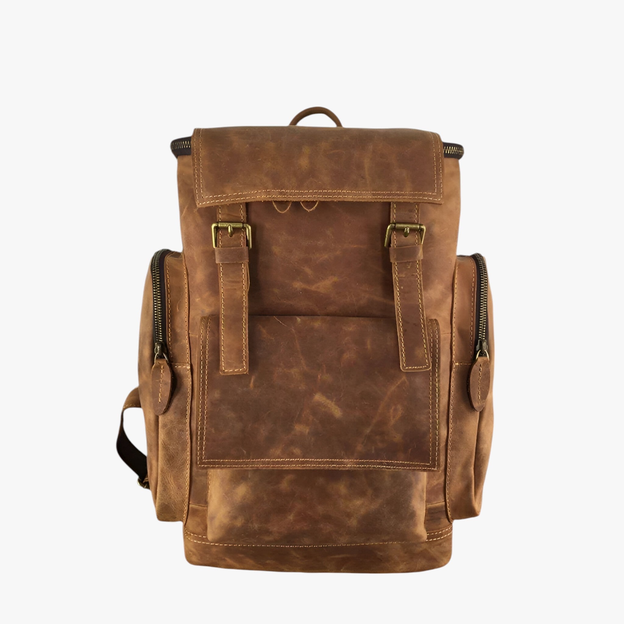 Dario | Læderrygsæk med rum til bærbar computer - Marrone - bags - {{ product_tags }