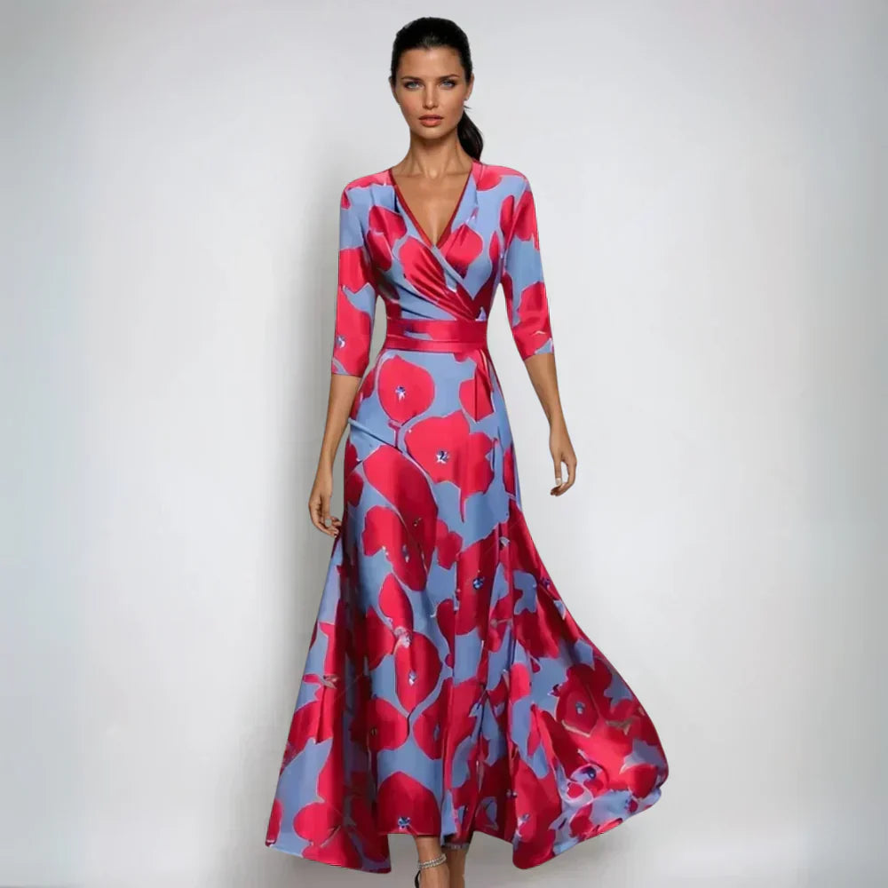 Rikke | Elegantes Blumenkleider med V-Ausschnitt og Chice Print Dame