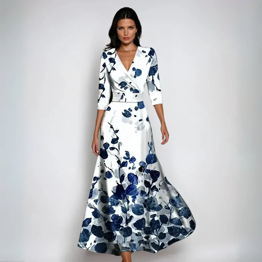 Rikke | Elegantes Blumenkleider med V-Ausschnitt og Chice Print Dame