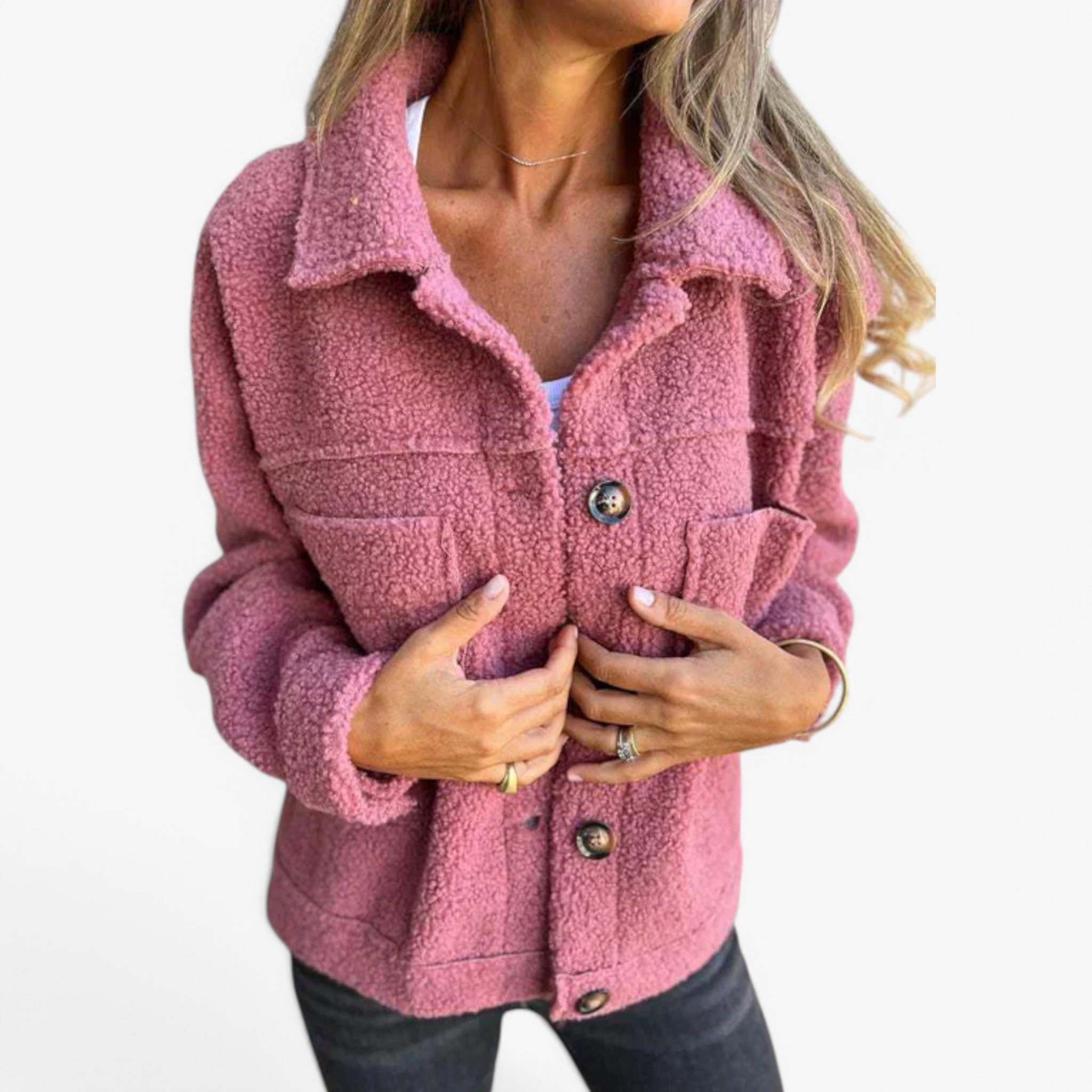 Jasmine | Stilig Kort Uldjakke - Lyserød - women's fashion - {{ product_tags }
