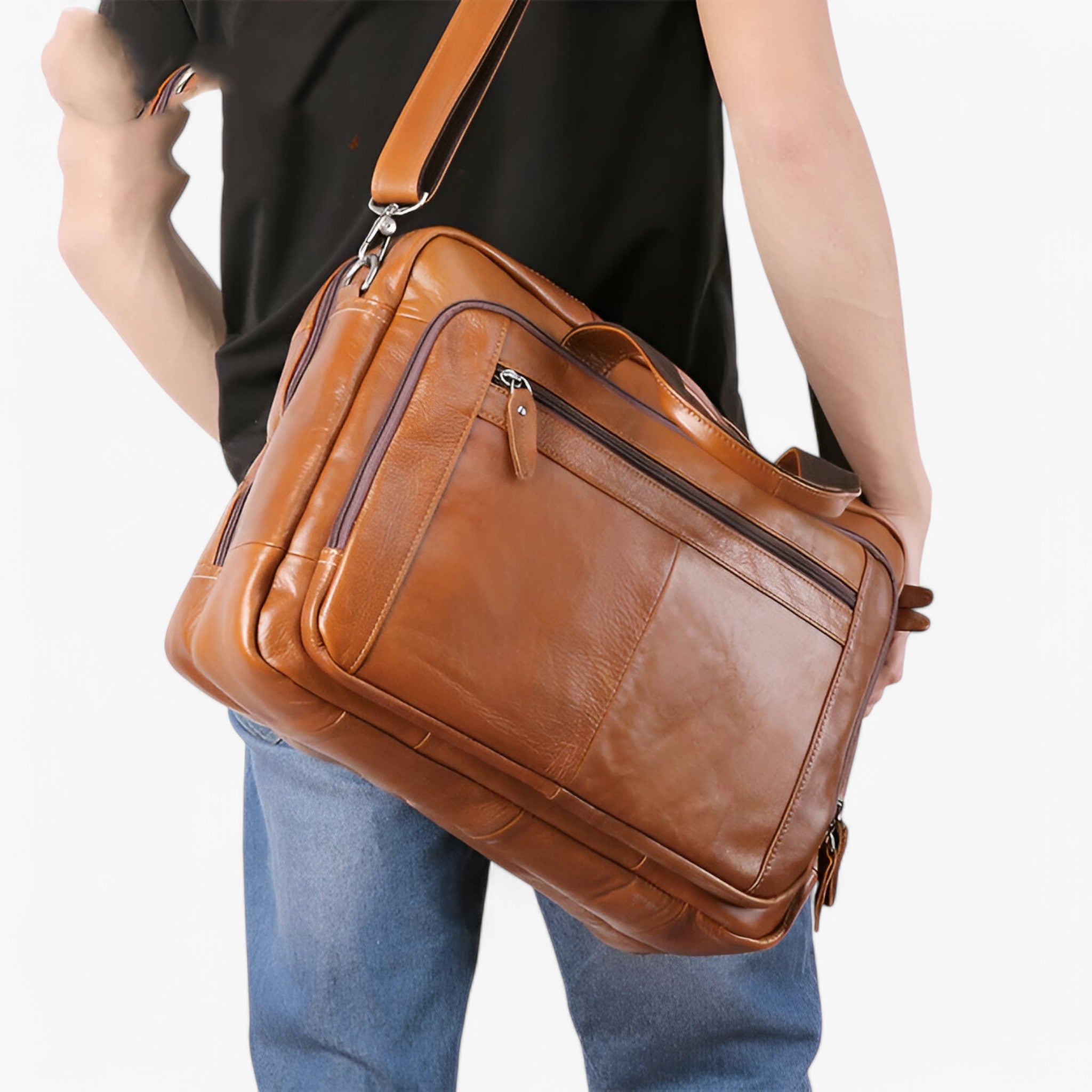 Theo | Laptoptaske i læder med skulderrem - - bags - {{ product_tags }
