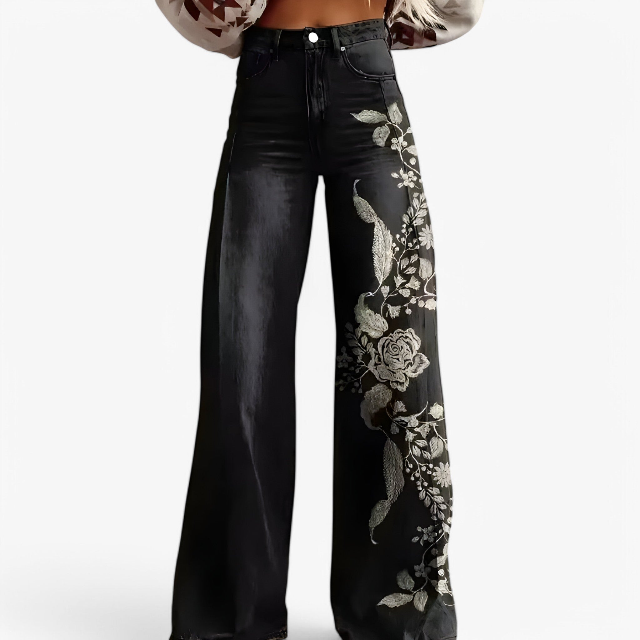 Clare | Bukser med bred ben - Afslappet og moderne - Sort - women's fashion - {{ product_tags }