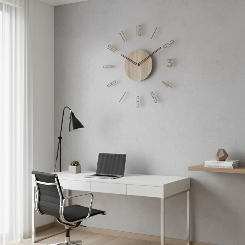 Lydløst Design Vægur - Akryl & Træ - - Home Decor - {{ product_tags }