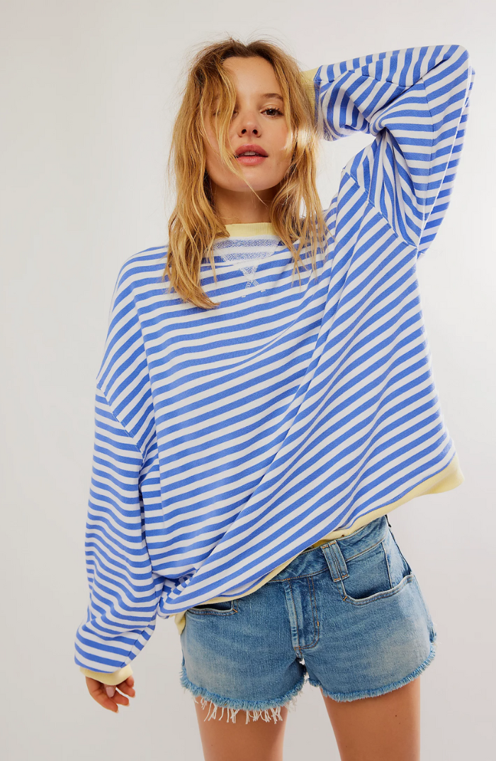 Dame Stribet Crewneck Sweater - Casual Striktop