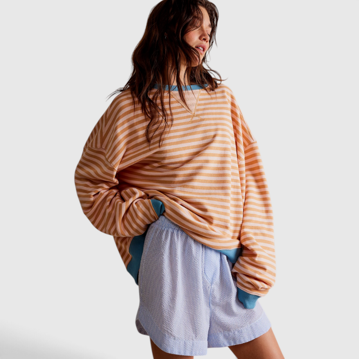 Dame Stribet Crewneck Sweater - Casual Striktop