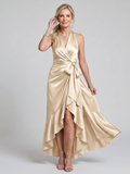 Honora | Halter Neck Wrap Asymmetrisk Hem Midi-kjole