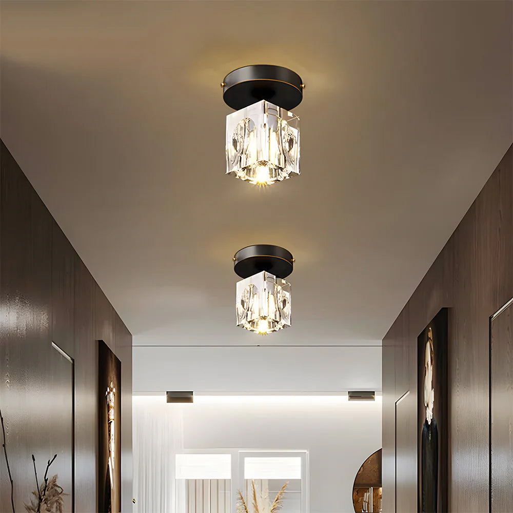 Geometrisk Krystal Loftlampe - Moderne Sort eller Guld Finish