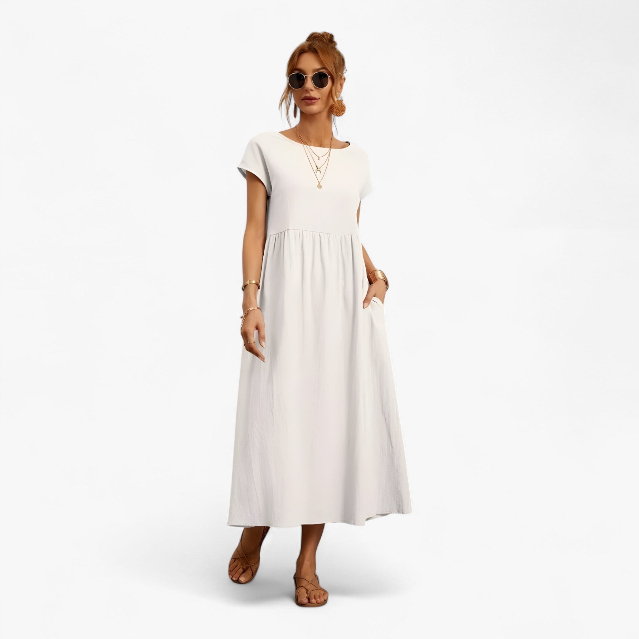 Zirie | Elegant Kjole - Hvid - women's fashion - {{ product_tags }