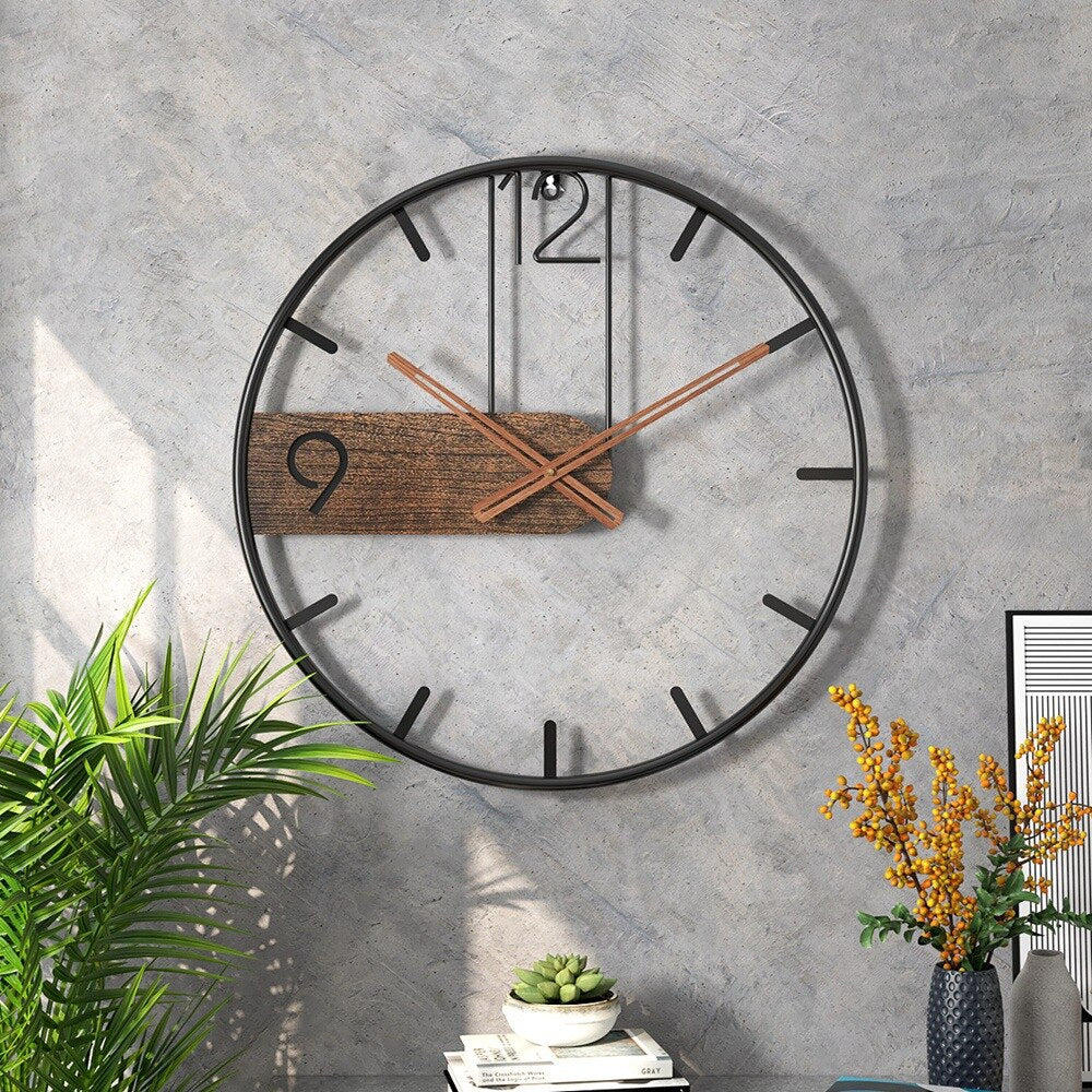 Stål-valnød | Elegant designet ur - Udvid dit rum med et raffineret miks af materialer - - watches - {{ product_tags }